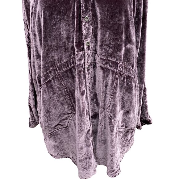 We The Free Summer Dream Velvet Whimsigoth Shirt Sz XS Brown Button Oversized - Picture 5 of 16